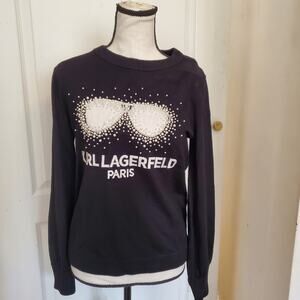 Karl Lagerfeld Paris Pearl-Embellished Eyewear Sweater sz S NWT